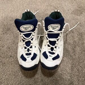 Reebok Women's White Navy Green Athletic Shoes Size 10 Casual Sneakers